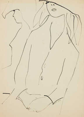 Матюх Вера Фёдоровна. Рисунок к литографии «Под феном» из серии «В парикмахерской»